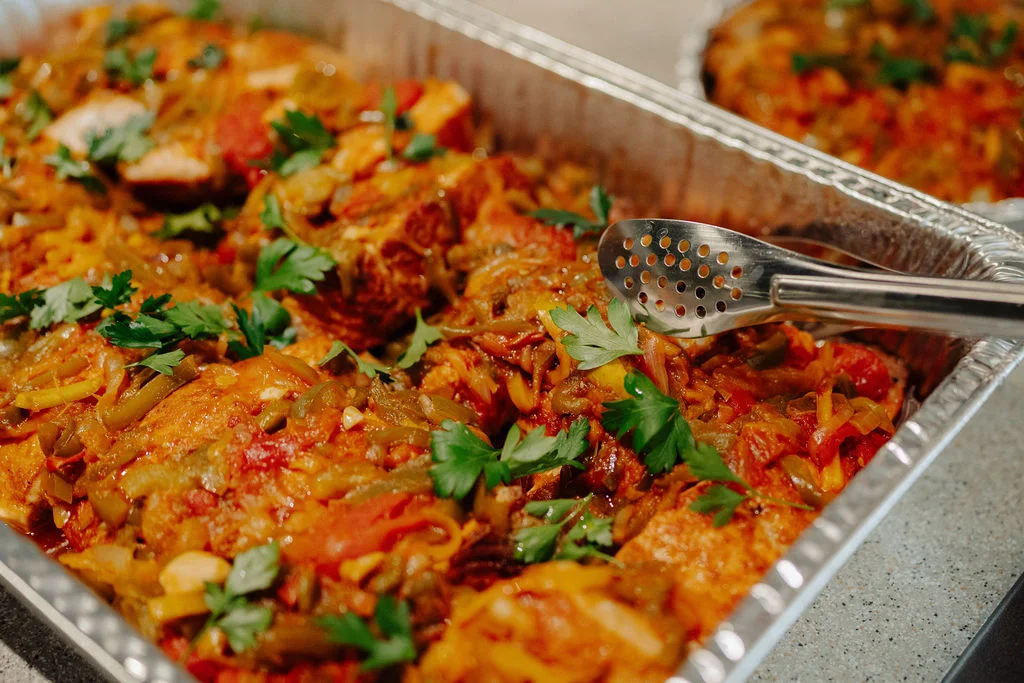 An NDF pasta dish prepared for sharing